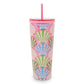 Vera Bradley Double Wall Tumbler with Straw, Cottage Shells
