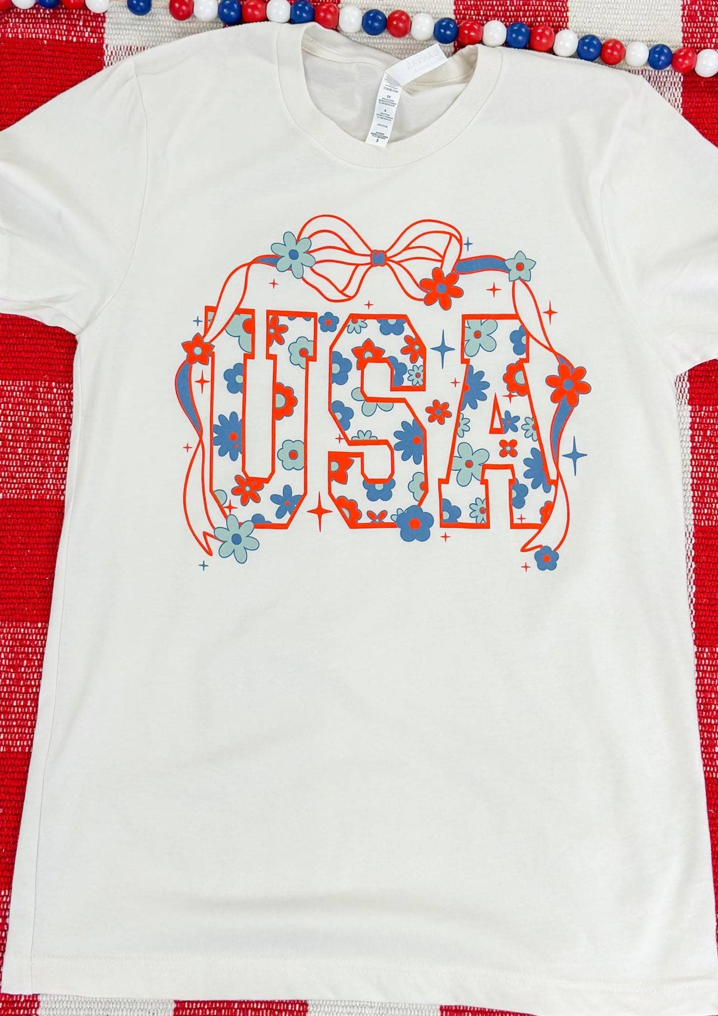 USA Bow Vintage White Tee