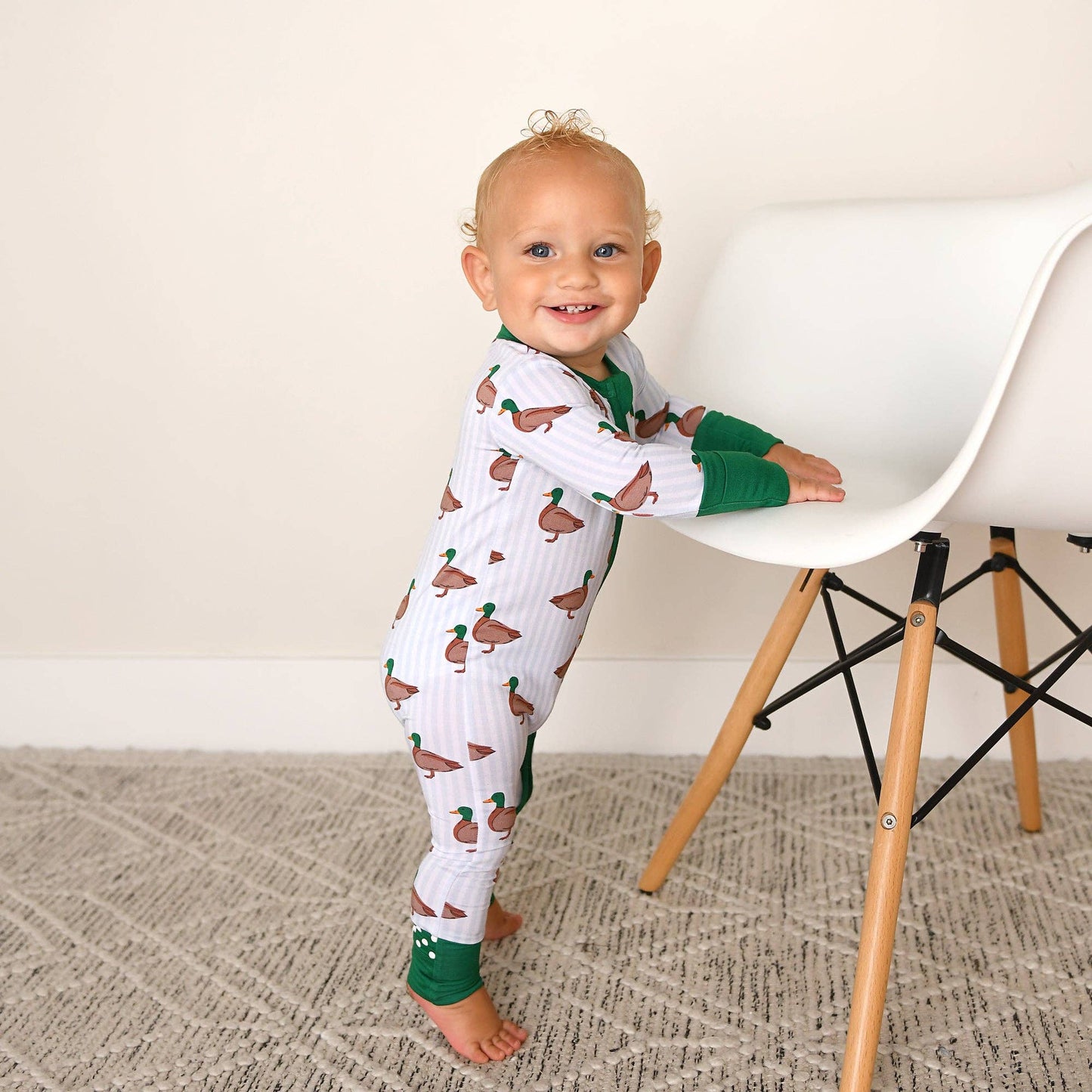 Landon ZIP Duck Bamboo One Piece Baby Outfit