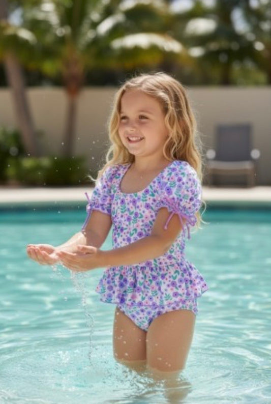 Little Girls Lilac Swimsuit