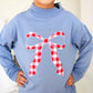 Blue MOCKNECK FLARE SWEATSUIT Gingham Bow Kids Set