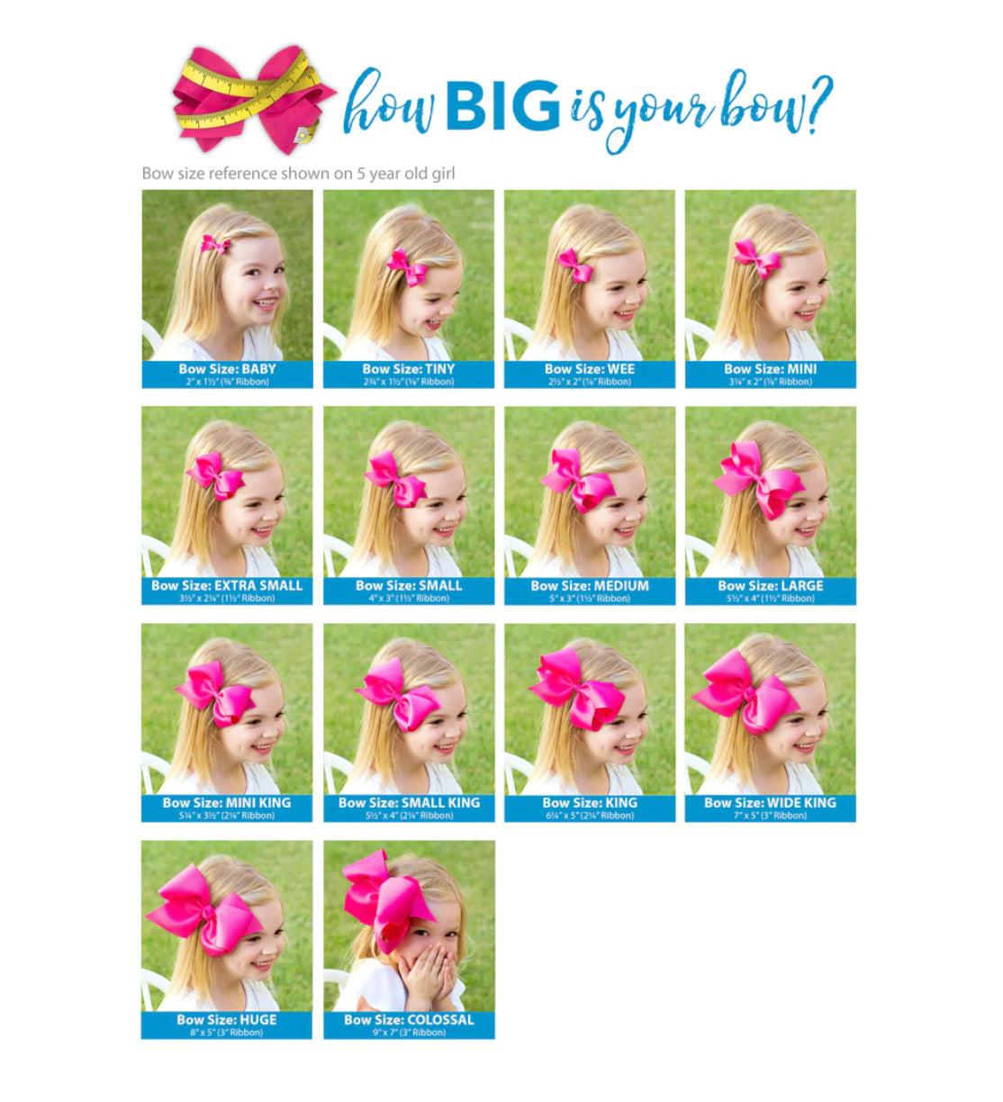 Wee Ones Hot Pink Classic Grosgrain Hair Bow (Plain Wrap)