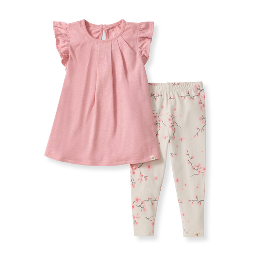 Burt's Bees Slub Tunic & Cherry Blossoms Pants Set