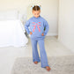 Blue MOCKNECK FLARE SWEATSUIT Gingham Bow Kids Set