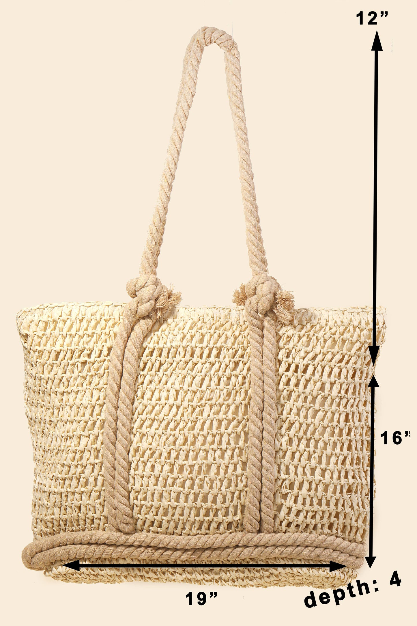 Rope Handle Straw Braided Tote Bag