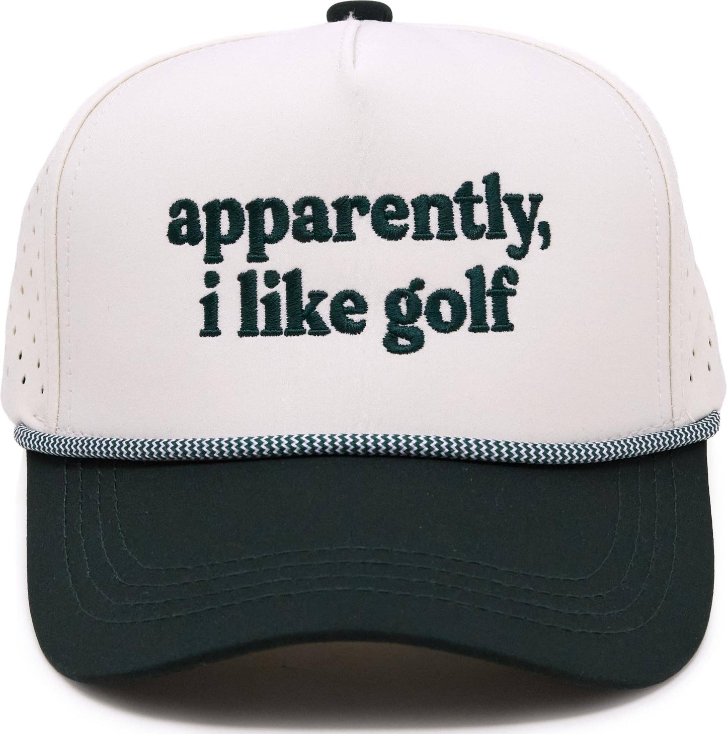Kid's Golf Hat - Apparently, I Like Golf - Green/Beige
