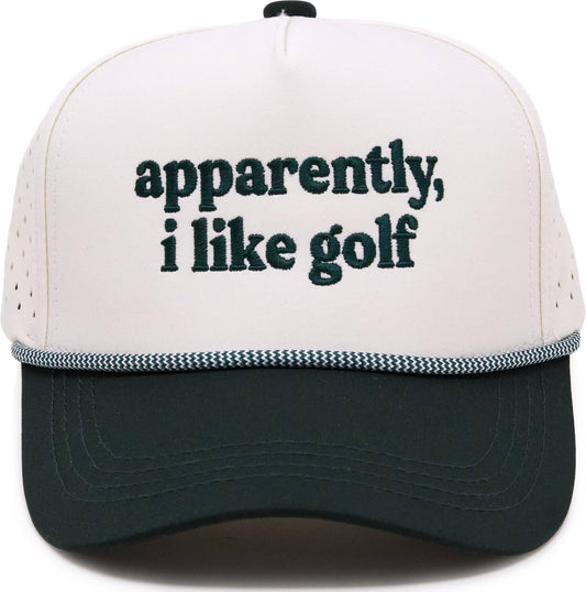 Kid's Golf Hat - Apparently, I Like Golf - Green/Beige