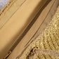 Gold Accent Straw Weave Square Tote Bag