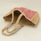 Botanical Leaf Pattern Straw Woven Tote Bag