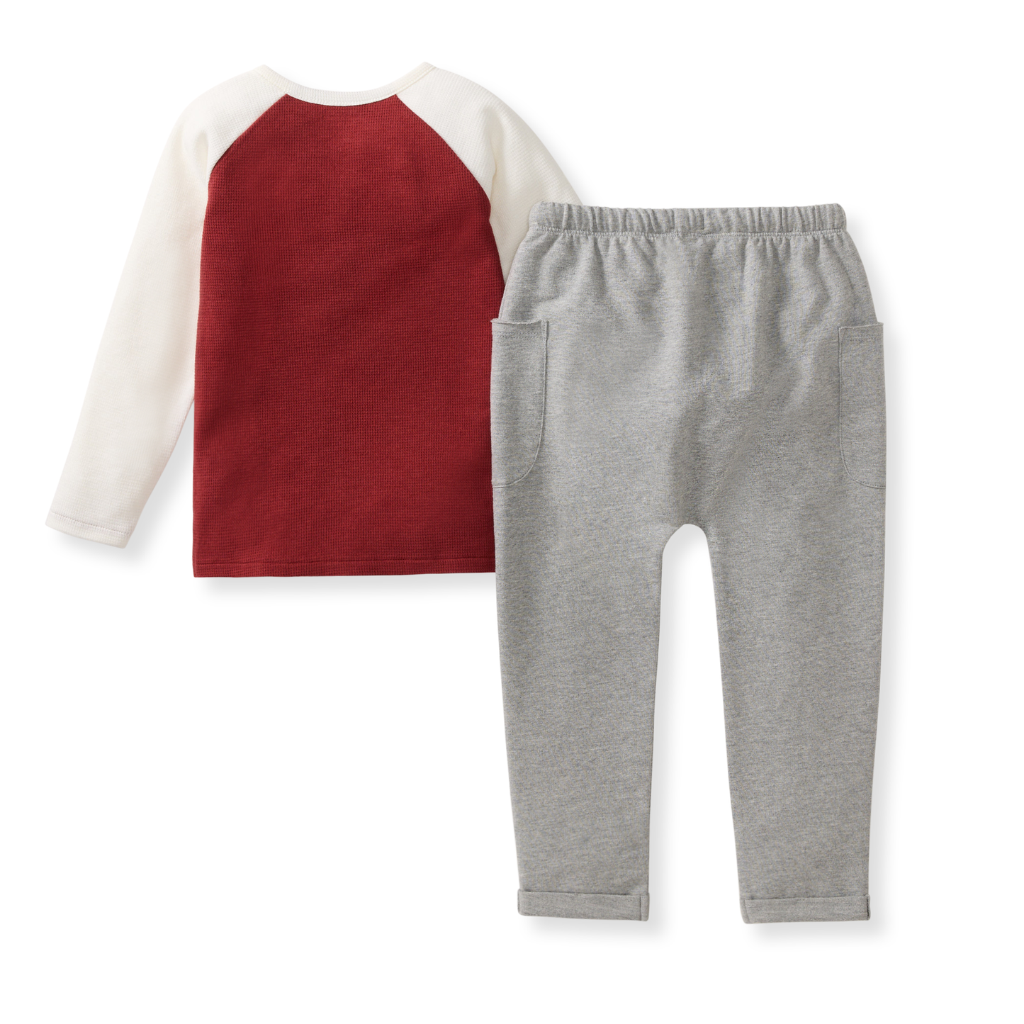 Burt’s Bees Thermal Organic Boy Tee & Pants Set - Brick Red
