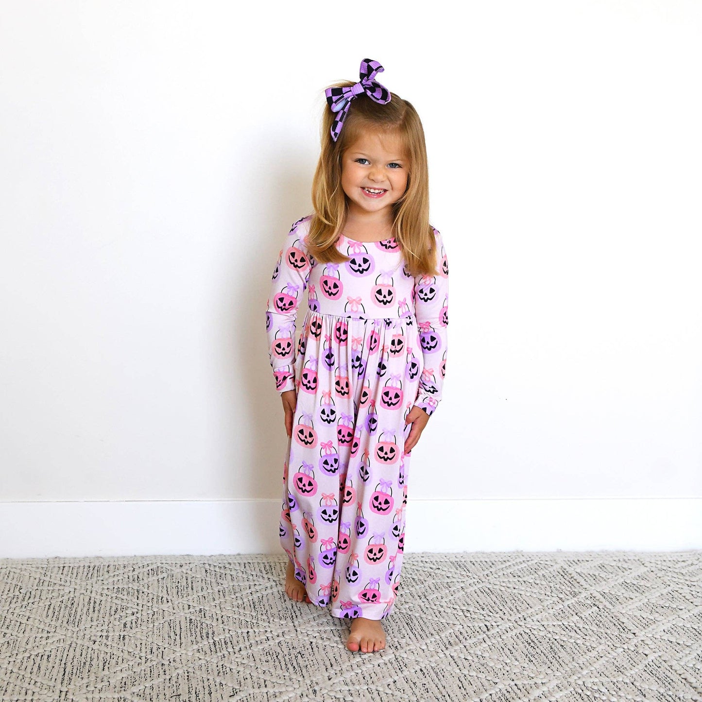 Emmy WIDE LEG ROMPER Bamboo Halloween Pumpkins Kids Outfit