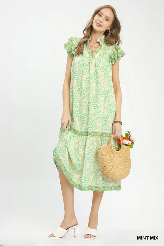 Aveline Sage Midi Dress
