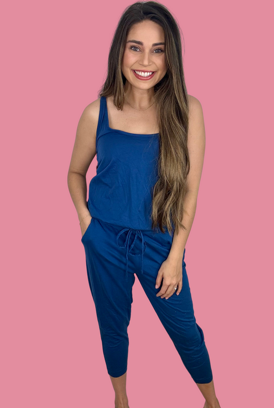 Bobi Naval Drawstring Jumpsuit
