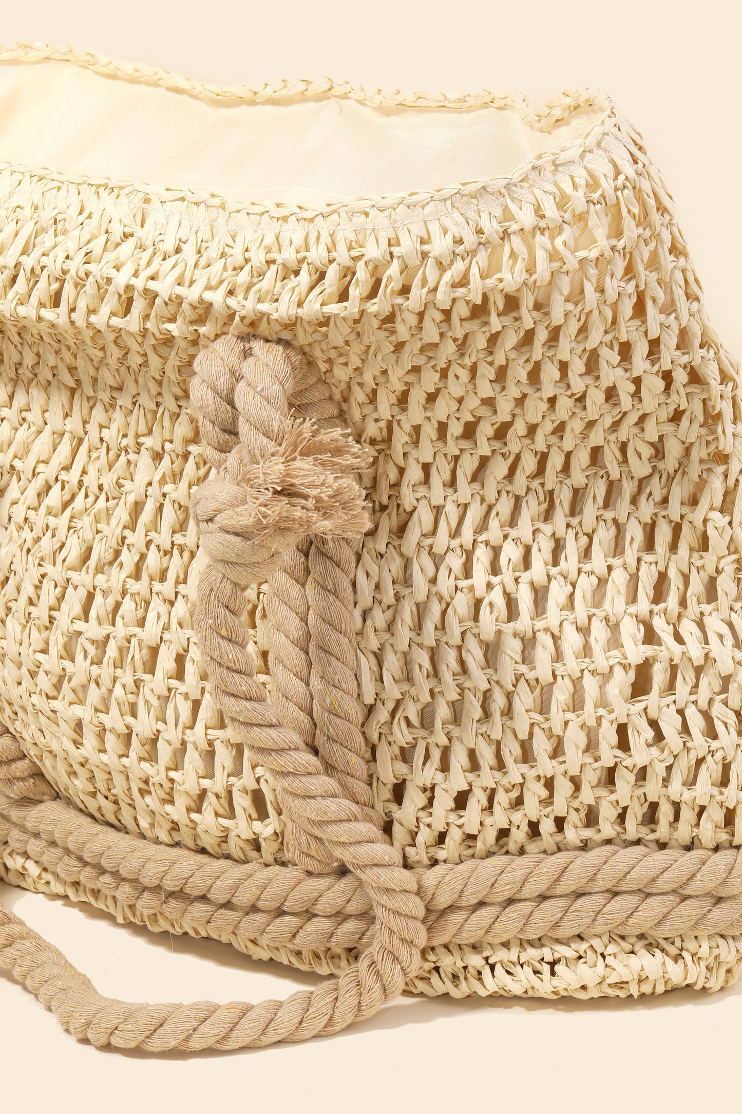 Rope Handle Straw Braided Tote Bag