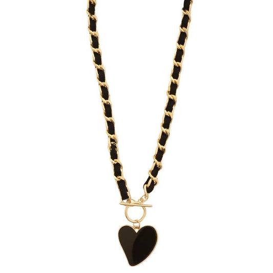 HEART PENDANT CURB LINK TOGGLE CLASP