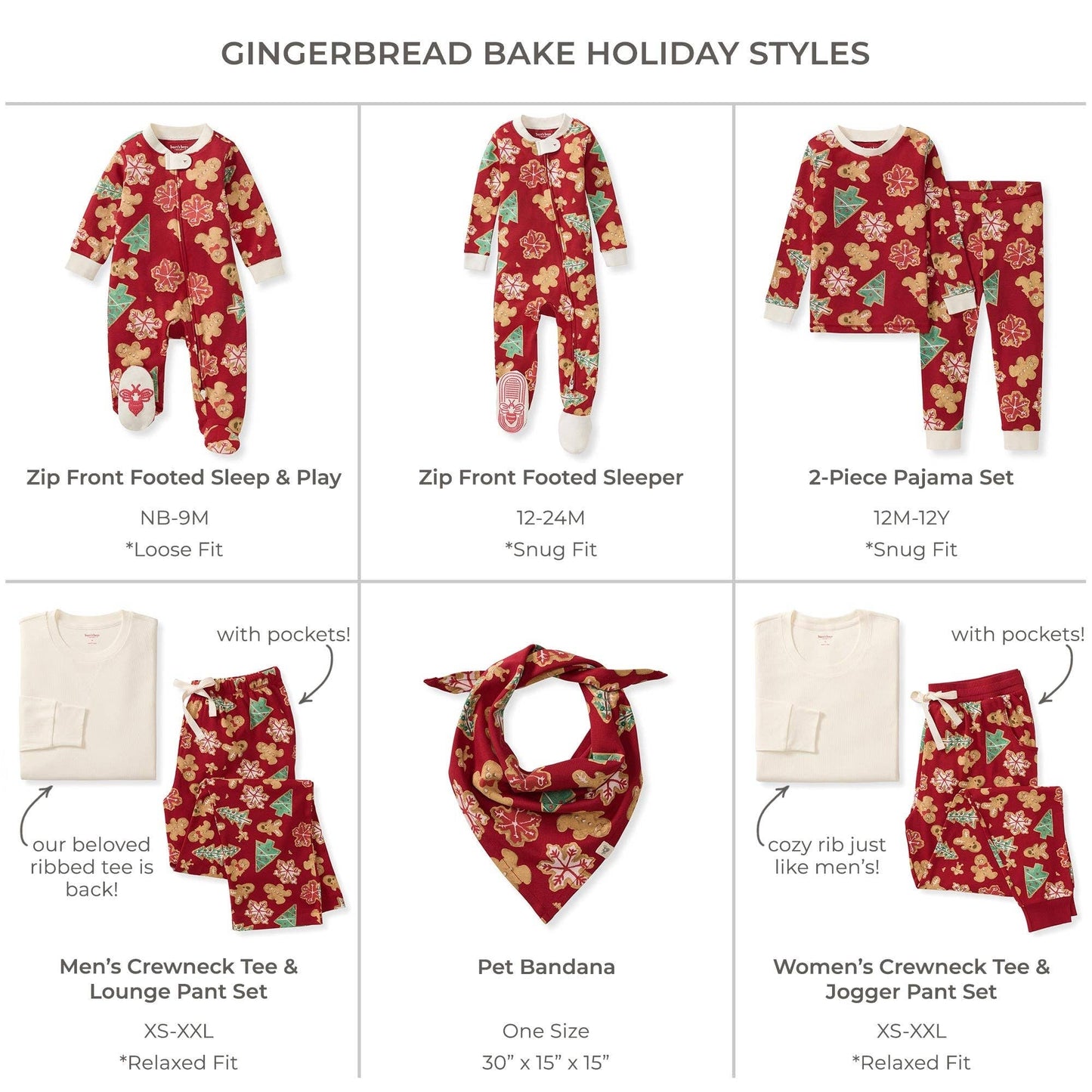 Burt’s Bees Gingerbread Bake Matching Family Pajamas