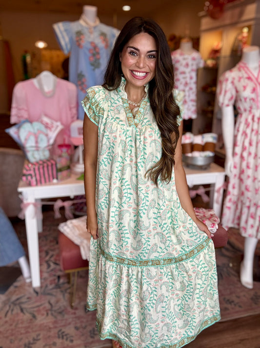 Aveline Sage Midi Dress