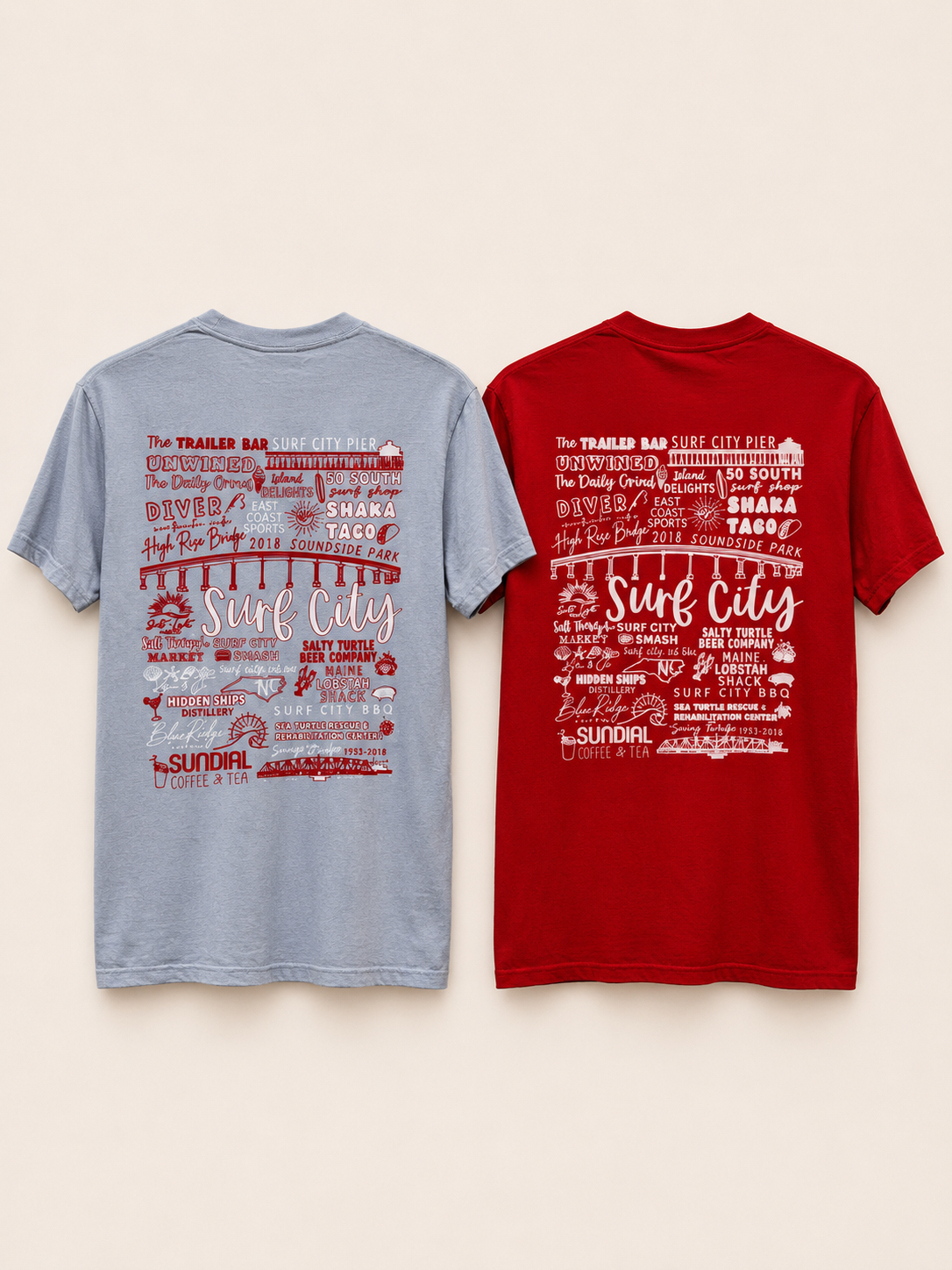 Ksea & Co.+ BRB Surf City Map Tee Red  & Blue