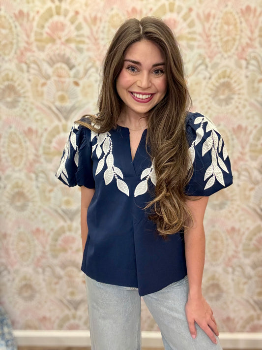 Teresa Puff Sleeve V-Neck Top