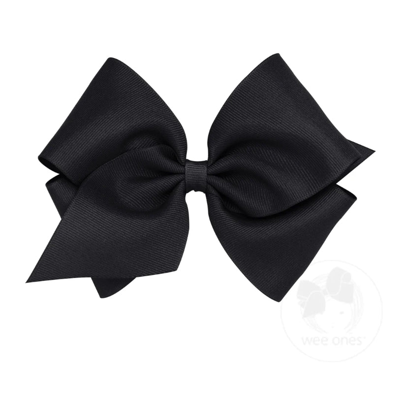 Wee Ones Black Classic Grosgrain Hair Bow (Plain Wrap)