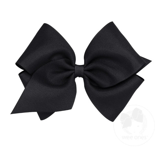 Wee Ones Black Classic Grosgrain Hair Bow (Plain Wrap)