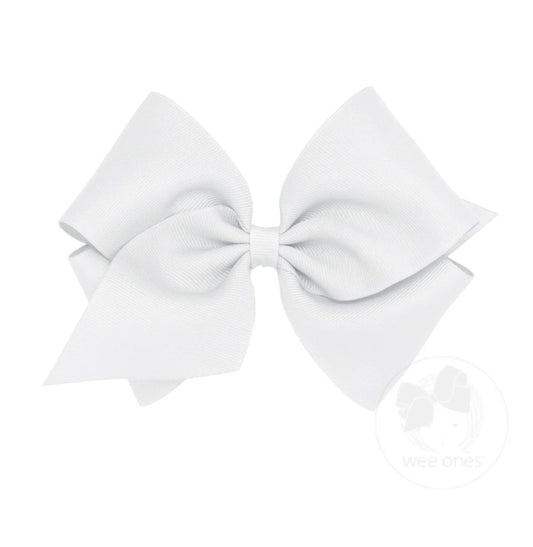 Wee Ones White Classic Grosgrain Hair Bow (Plain Wrap)