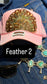 LIGHT PINK FEATHER TRUCKER HAT