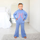 Blue MOCKNECK FLARE SWEATSUIT Gingham Bow Kids Set