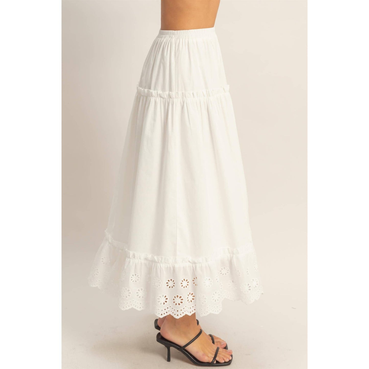 Tiered Eyelet  Skirt