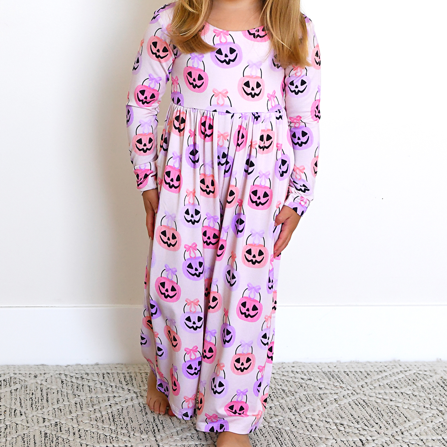 Emmy WIDE LEG ROMPER Bamboo Halloween Pumpkins Kids Outfit