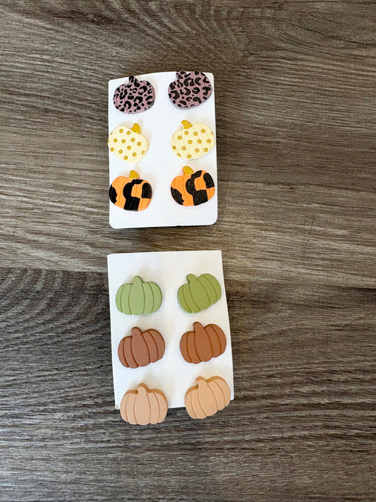 Clay Pumpkin Earring Set