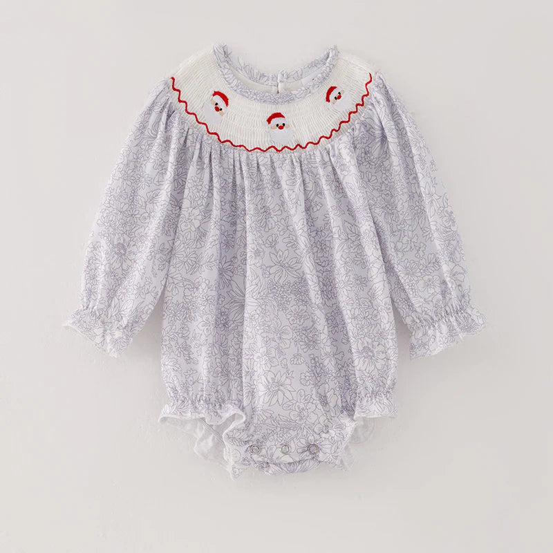Little Girl Smocked Santa Bubble