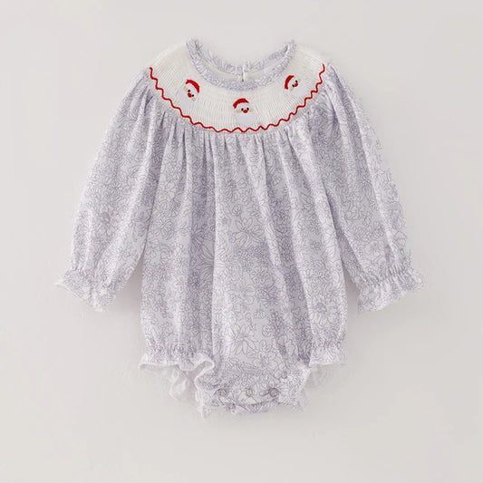 Little Girl Smocked Santa Bubble