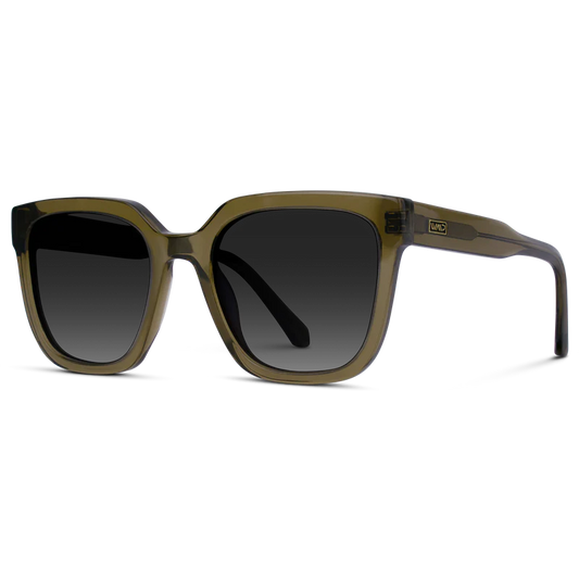 WMP Khaki Crystal Green/ Grey Gradient Lens Polarizer Sunglasses
