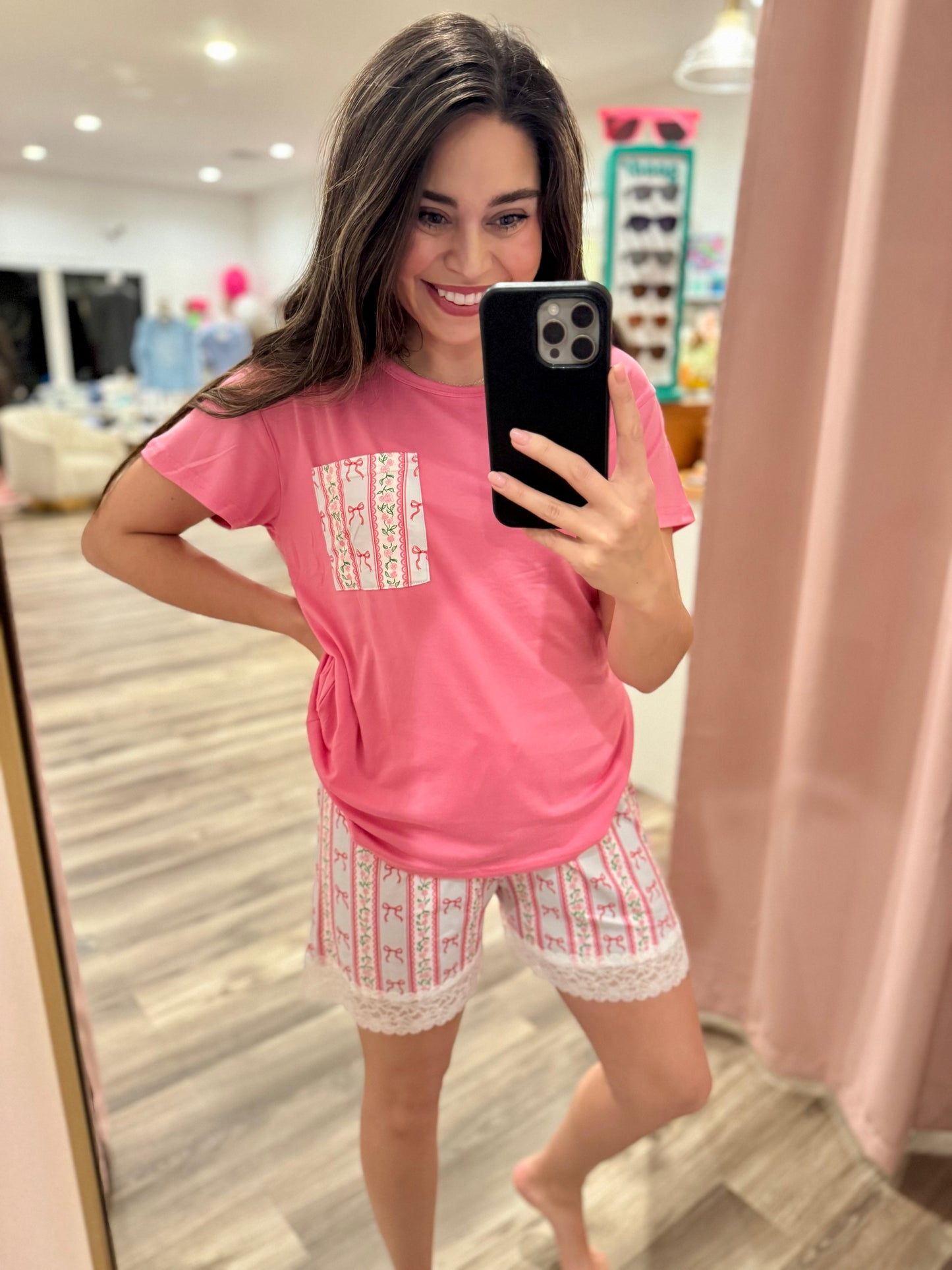 Simply Southern Pink Floral Bow Set