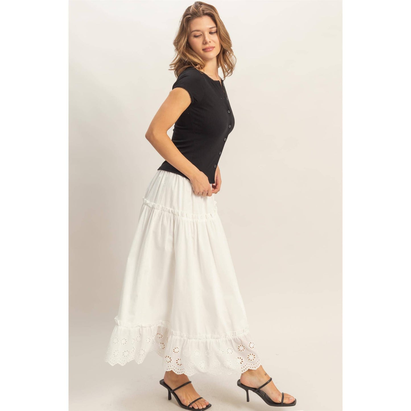 Tiered Eyelet  Skirt