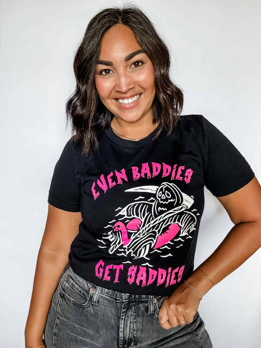 Even Baddies Get Saddies Halloween Shirt, Grim Reaper Tee