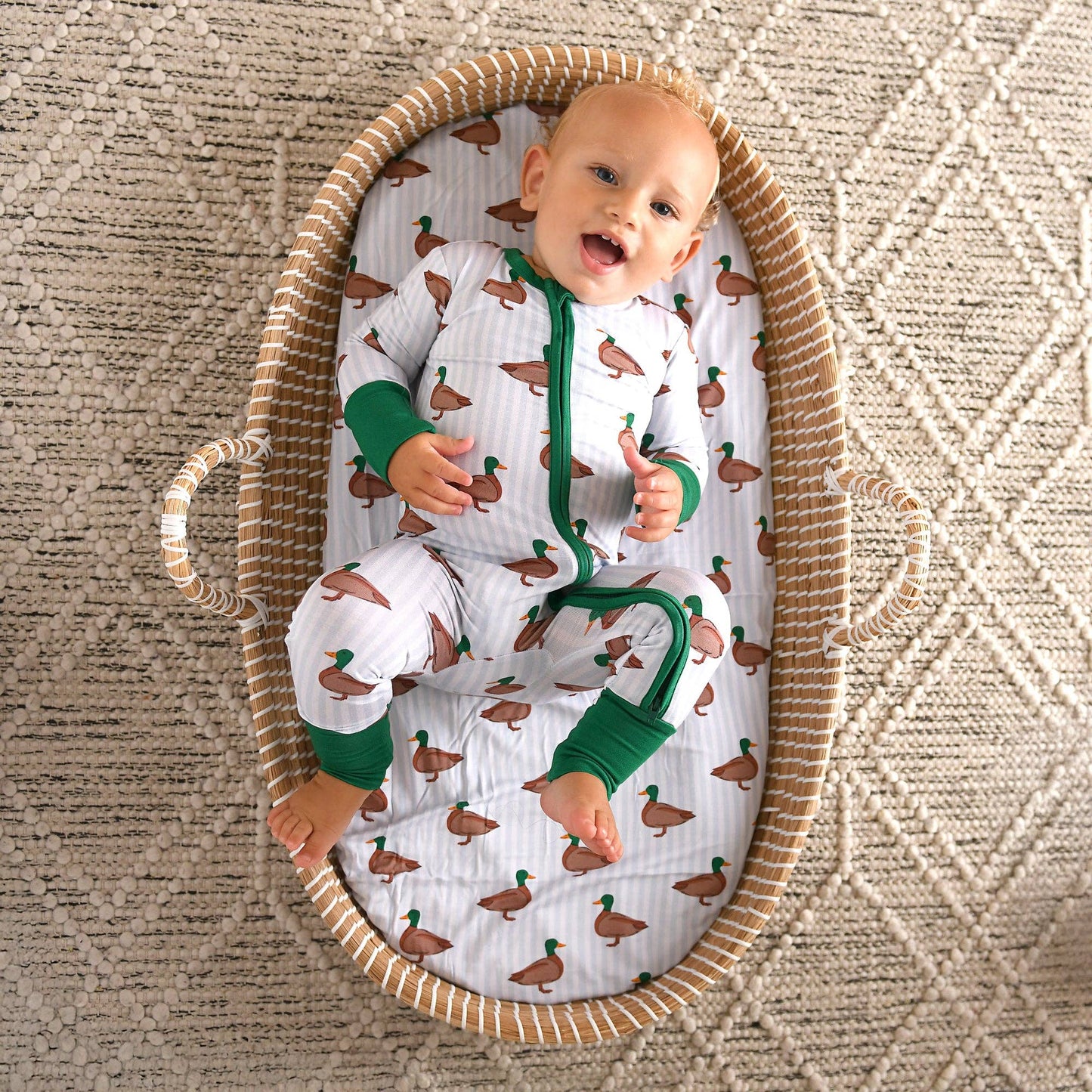 Landon ZIP Duck Bamboo One Piece Baby Outfit
