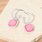 Square Stone Drop Hoop Earrings