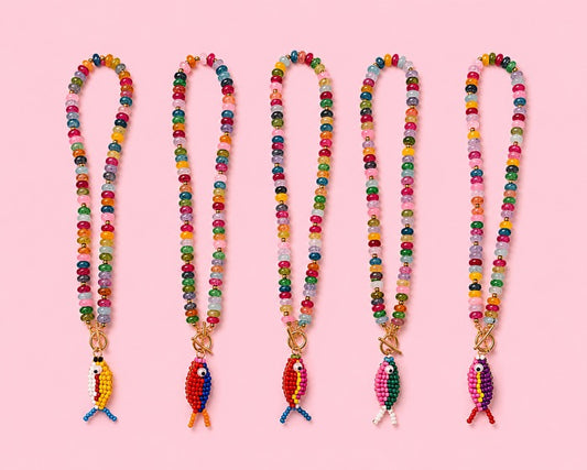 Multi Color Beaded Fish Necklace