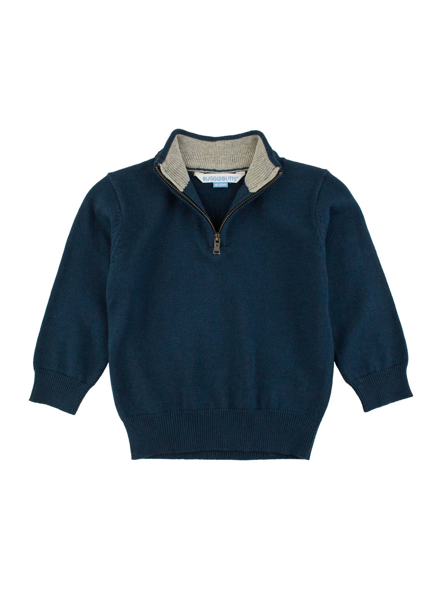 RuggedButts Boys Dark Navy Quarter-Zip Sweater