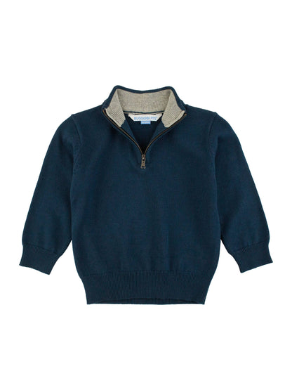 RuggedButts Boys Dark Navy Quarter-Zip Sweater