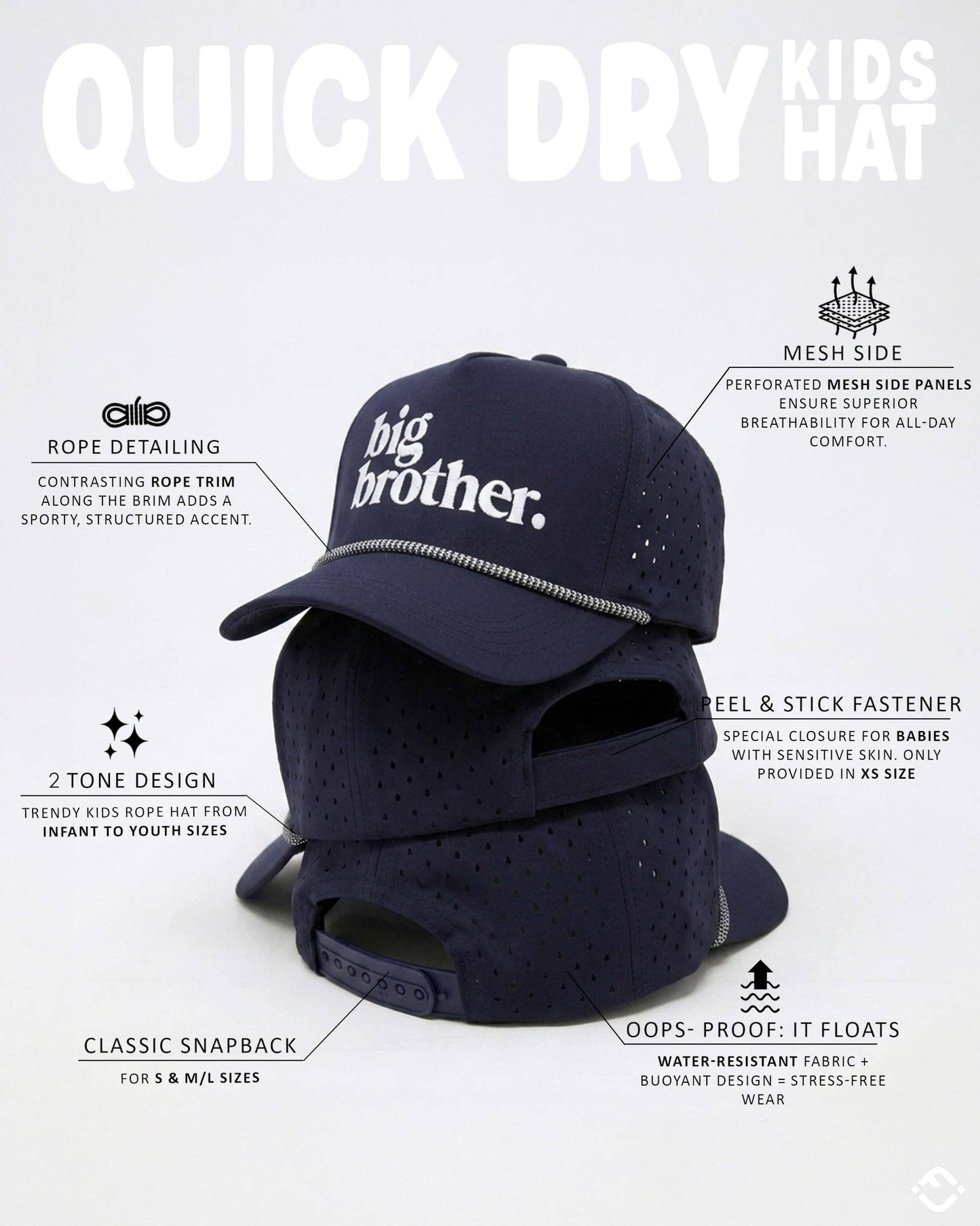 Kid's Golf Hat - Big Brother - Navy