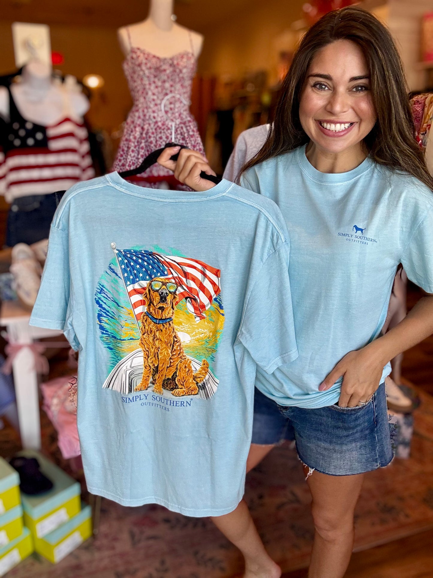 Simply Southern American Flag Dog Tee