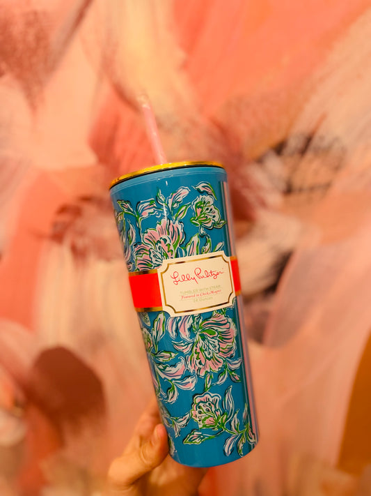 Lilly Pulitzer Tumbler with Straw Chick Magnet