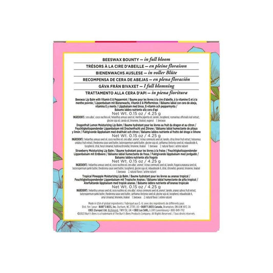 In Full Bloom Beeswax Lip Balms, 4 Pack in Blister Box