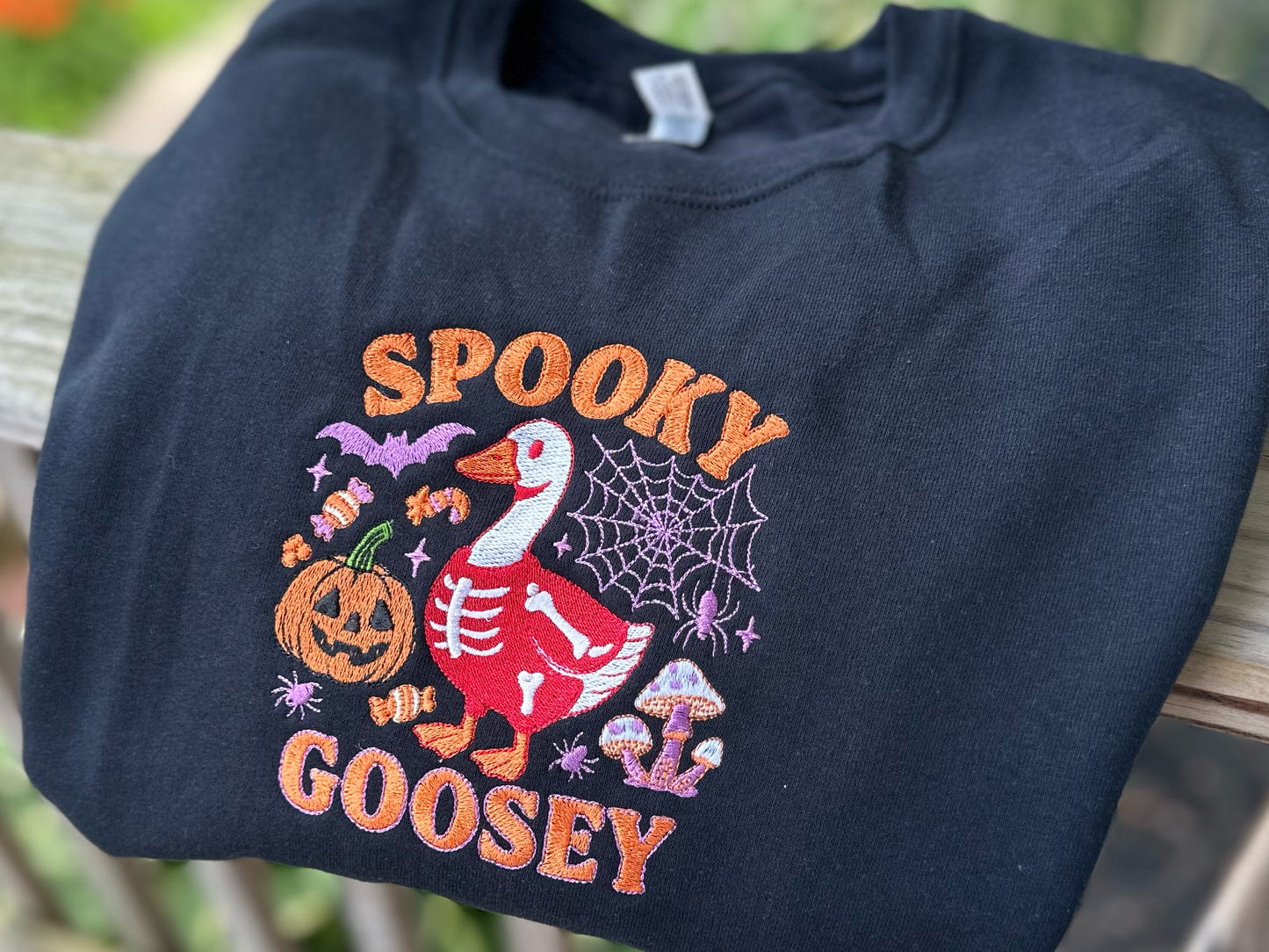 Spooky Goosey Halloween Embroidered Crewneck