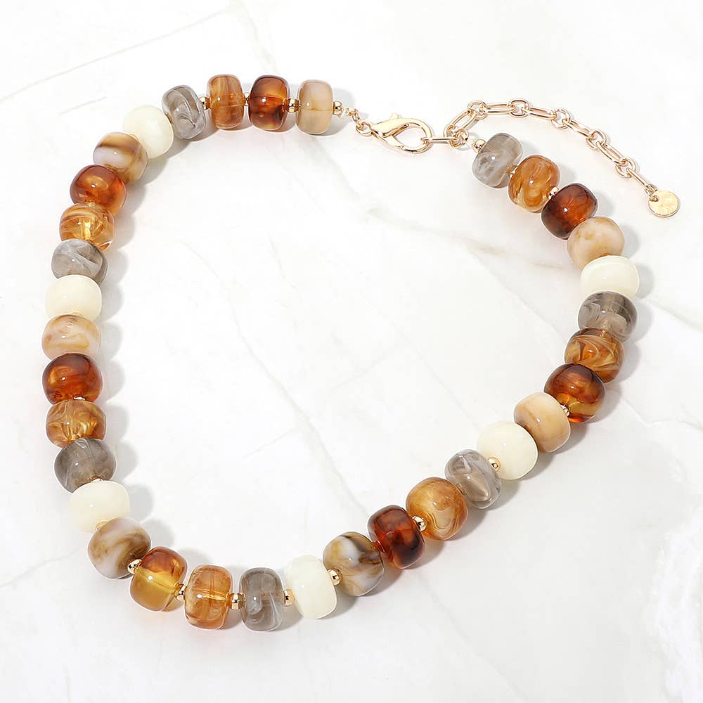 Chunky Colorful Rondelle Beaded Statement Necklace