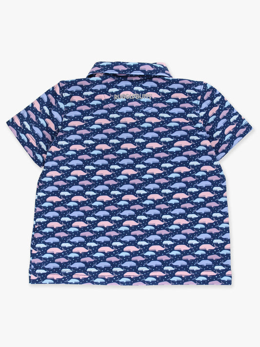 Boys Tiny Whale Harbor Knit Short Sleeve Performance Polo
