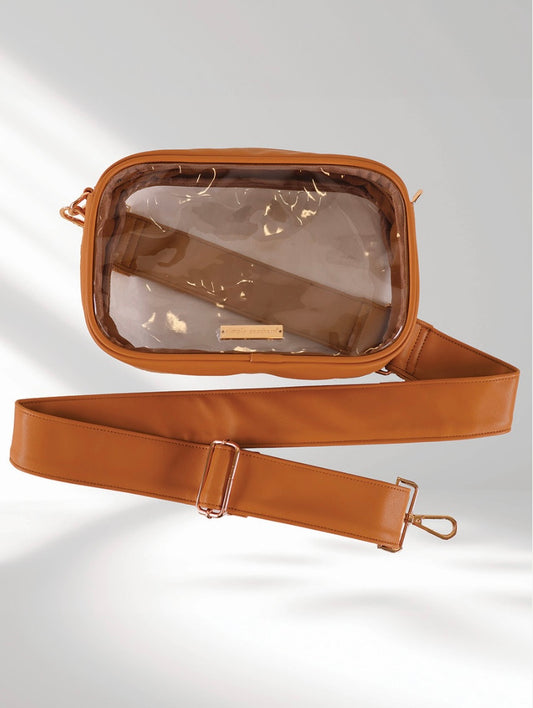 Simply Southern Tan/Clear Leather Crossbody